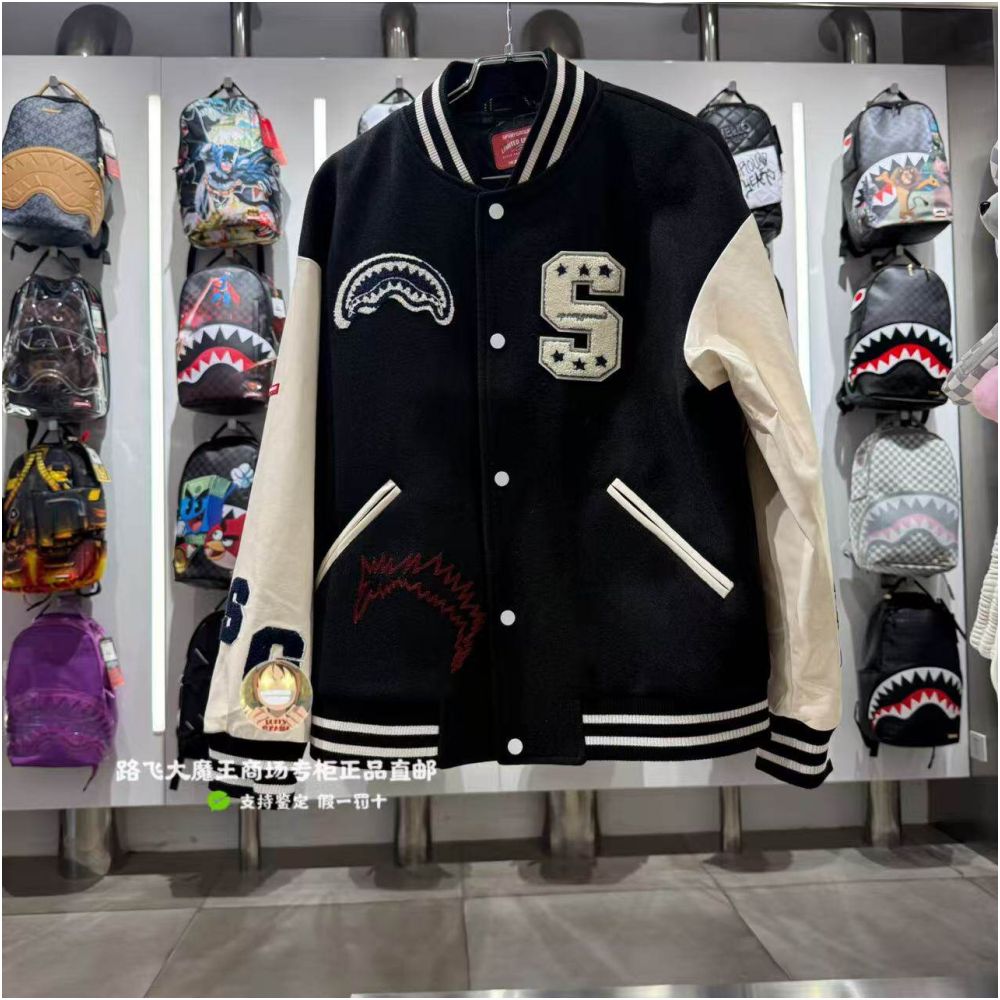 SprayGround Shark Mouth Counter Authentic 25 New W1131112 Men s and Women s Fashion Baseball Jacket Coat