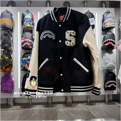 SprayGround Shark Mouth Counter Authentic 25 New W1131112 Men s and Women s Fashion Baseball Jacket Coat