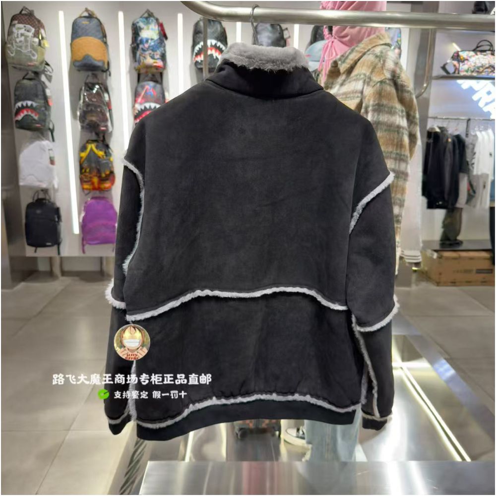 SprayGround Shark Mouth Counter Authentic 25 New W1141108 Men s and Women s Spliced Stand up Collar Jacket Coat image 2