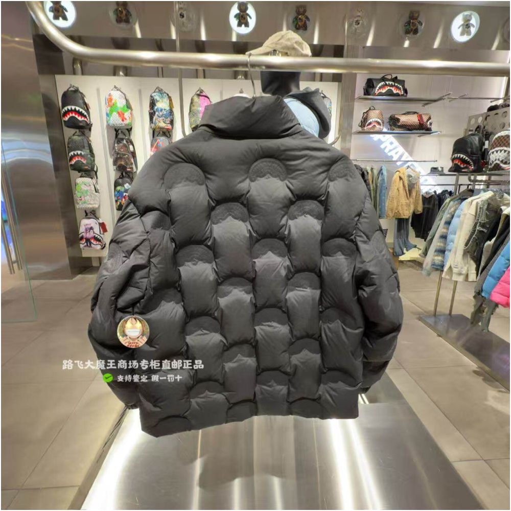 SprayGround Shark Mouth Counter Authentic 2025 New W1141306 Men s and Women s Stand Collar Warm Down Jacket image 3