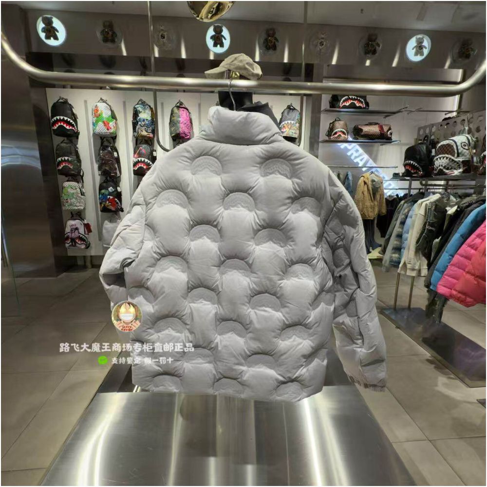 SprayGround Shark Mouth Counter Authentic 2025 New W1141306 Men s and Women s Stand Collar Warm Down Jacket image 5