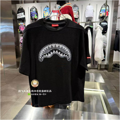SprayGround Shark Mouth Authentic Product New Arrival 26 W1210218 Unisex Simple Loose Short Sleeve T Shirt image 0