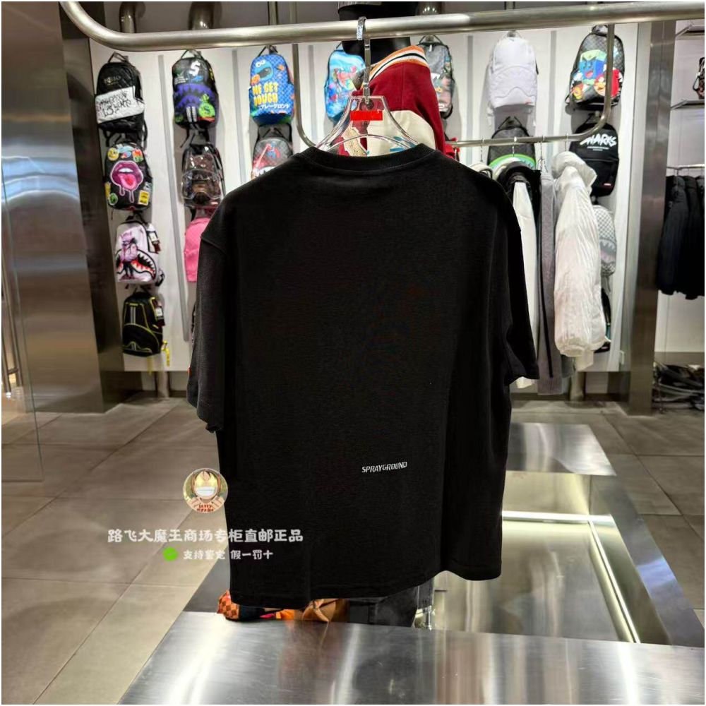SprayGround Shark Mouth Authentic Product New Arrival 26 W1210218 Unisex Simple Loose Short Sleeve T Shirt image 1