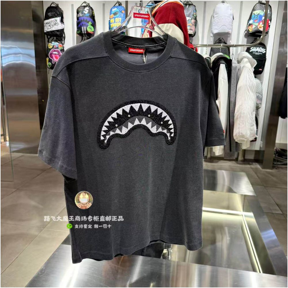 SprayGround Shark Mouth Authentic Product New Arrival 26 W1210218 Unisex Simple Loose Short Sleeve T Shirt image 4