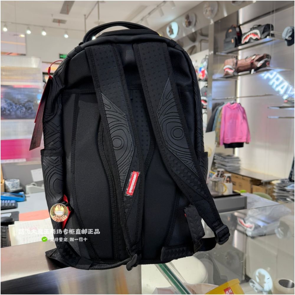 SprayGround Shark Mouth Authentic 2026 New Style W1215731 Unisex Black Striped Fashion Backpack image 2