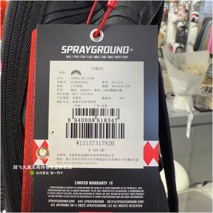 SprayGround Shark Mouth Authentic 2026 New Style W1215731 Unisex Black Striped Fashion Backpack image 4