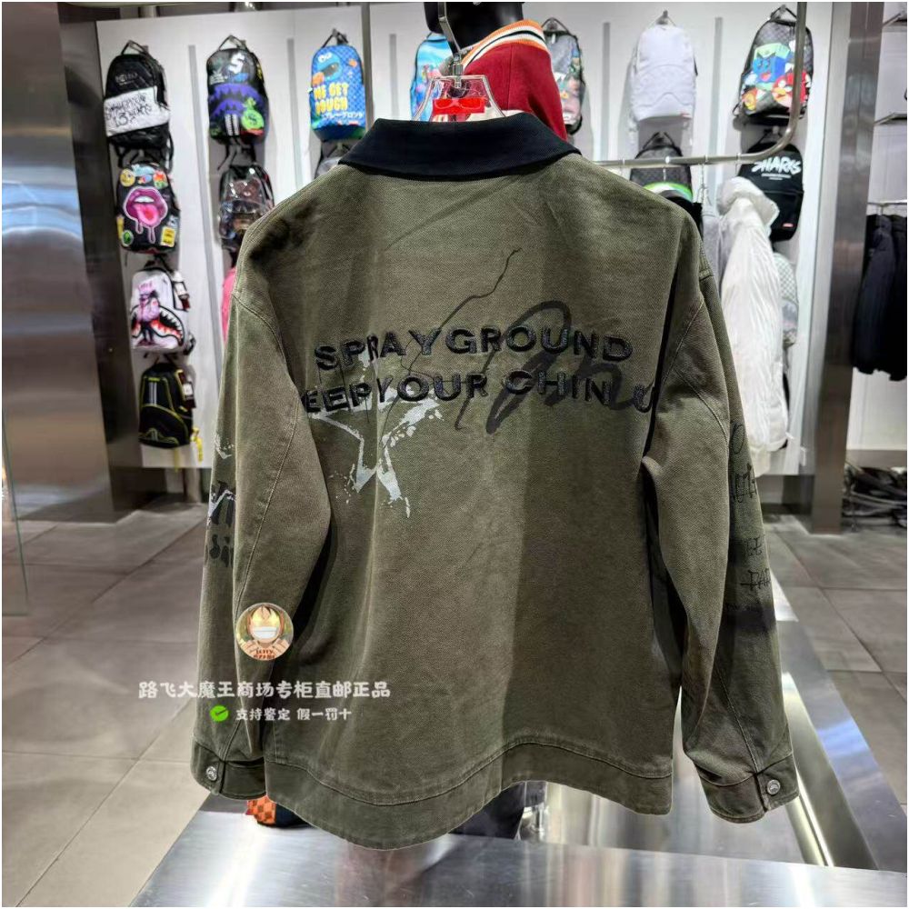 SprayGround Shark Mouth Counter Authentic 26 New W1211117 Men s and Women s American Retro Collar Jacket image 3