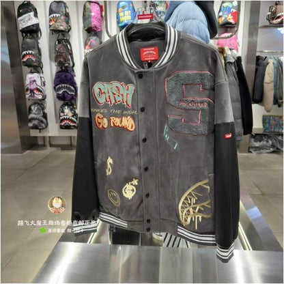 SprayGround Shark Mouth Counter Authentic 2026 New W1211112 Men s and Women s Personalized Trendy Baseball Jacket