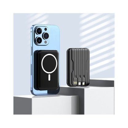 10000mAh Magnetic Mobile Power Supply Black Portable Wireless Charging Large Capacity Design