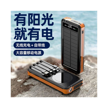 Solar power bank wireless charging 10000mAh wired solar power bank image 1