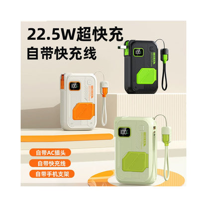 3C certified power bank five in one magnetic suction wireless built in cable fast charging AC plug 20000mAh large capacity image 3