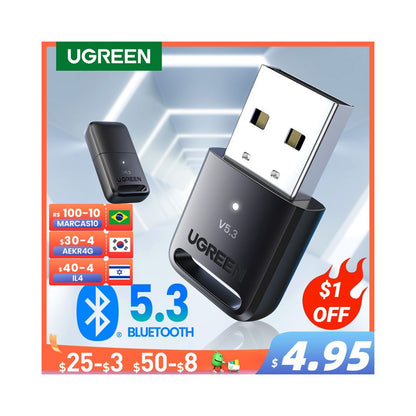 UGREEN USB Bluetooth 5 3 Adapter Bluetooth 5 0 PC Bluetooth Receiver Car Bluetooth Expansion Device image 0