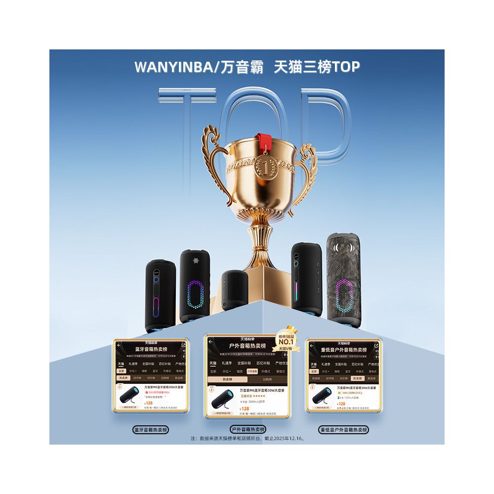 Wanyinba M3 Bluetooth speaker with high quality and large volume portable car mounted outdoor waterproof subwoofer new speaker