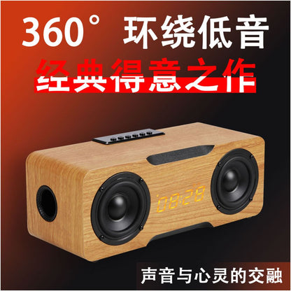 National M8C wireless Bluetooth speaker high volume subwoofer TV computer home desktop retro wooden speaker image 2