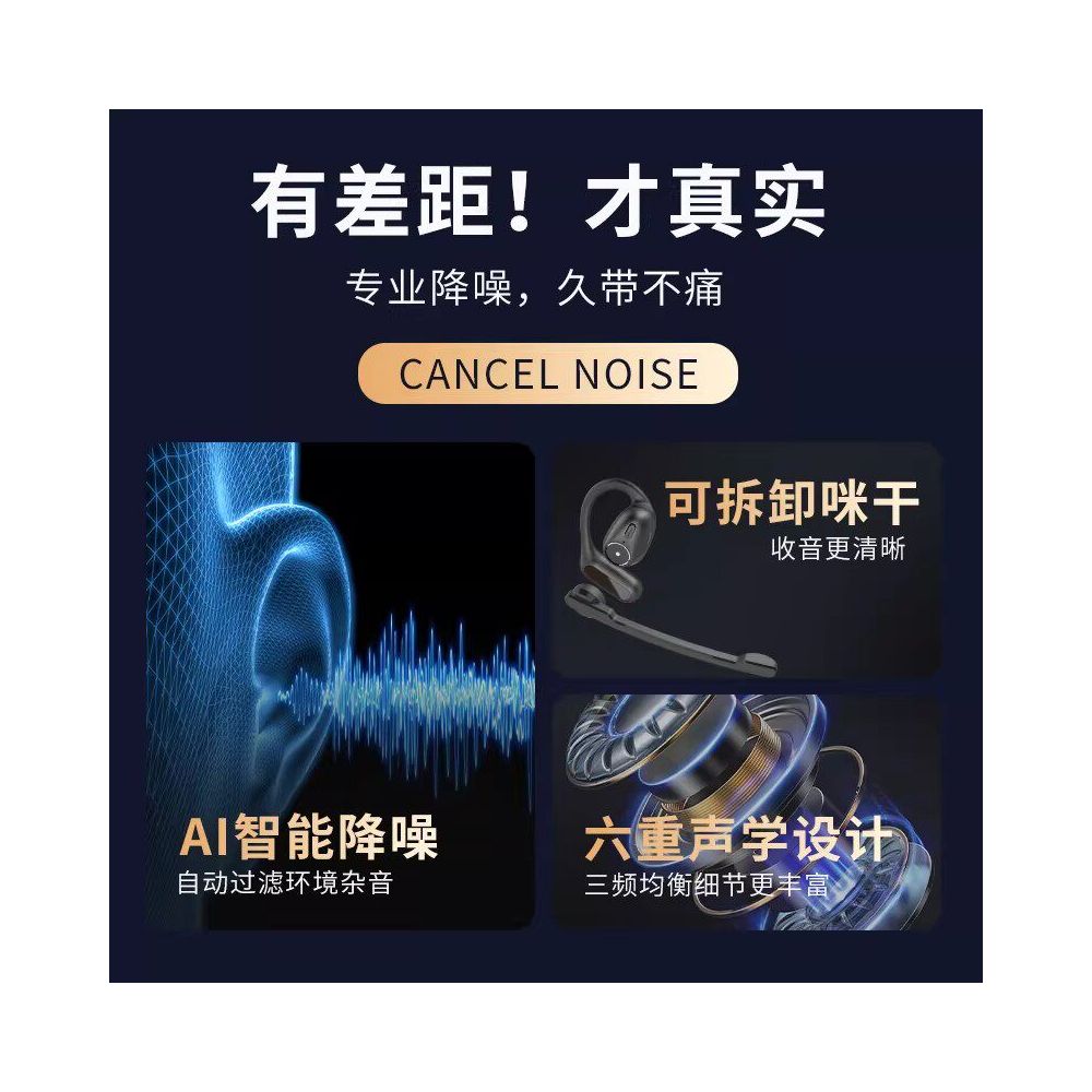 Wireless Bluetooth earphones with microphone for takeaway business high definition call noise reduction no in ear support dual connection Michael disassembly image 5