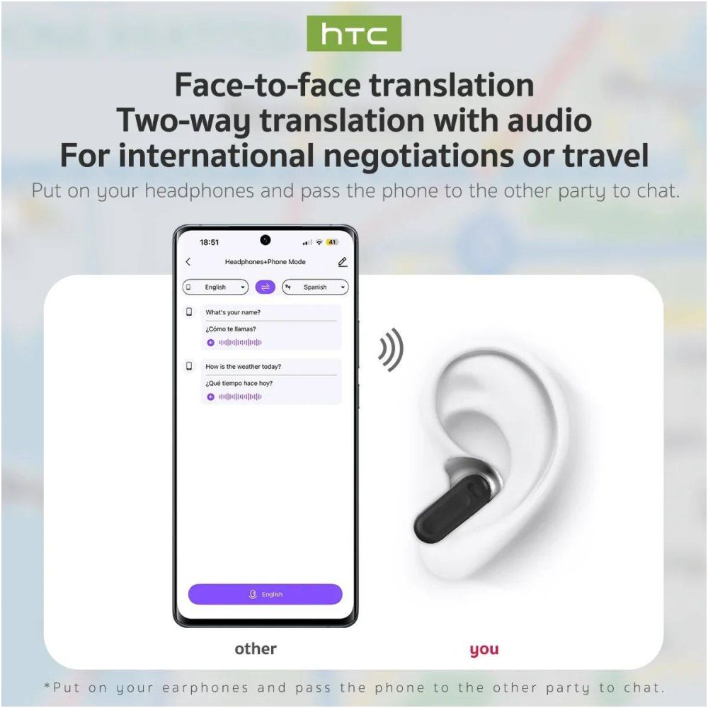 HTC NE20Bluetooth V6 0 Earphones AI Translator Earbuds image 3