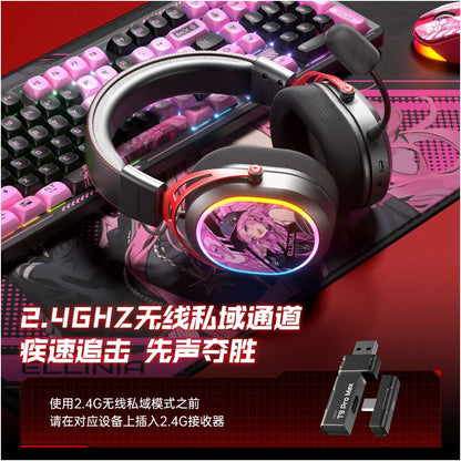 Lingbao T9Pro Four Mode Esports Earphones Head Mounted 2 4g Bluetooth Wireless Computer CS Earphones 7 1 Game FPS image 2