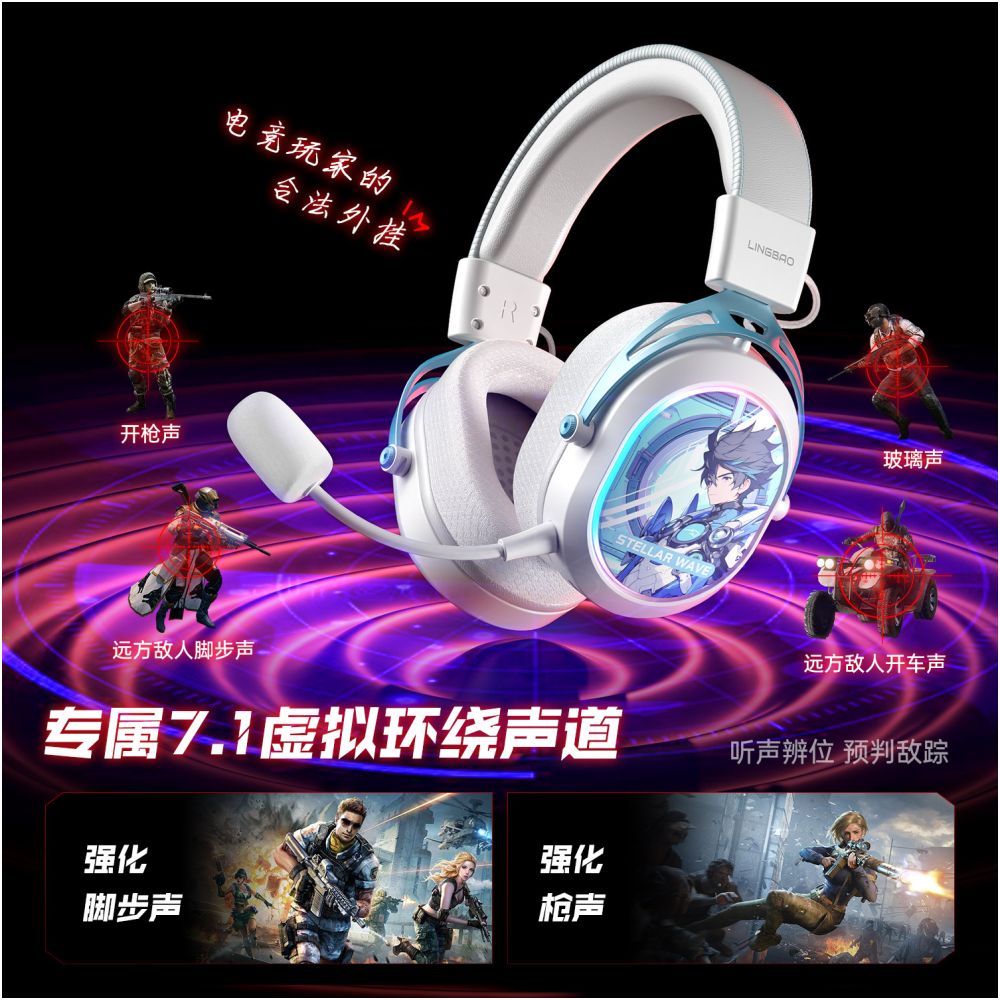 Lingbao T9Pro Four Mode Esports Earphones Head Mounted 2 4g Bluetooth Wireless Computer CS Earphones 7 1 Game FPS image 5