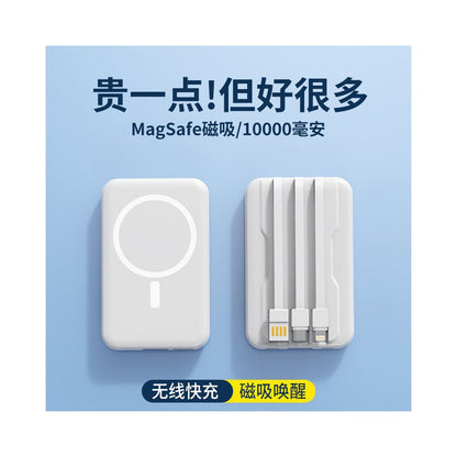 10000mAh Magnetic Mobile Power Supply Black Portable Wireless Charging Large Capacity image 2