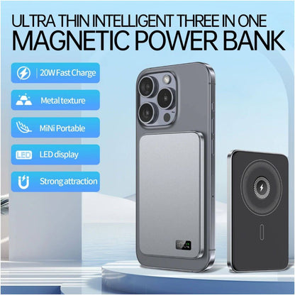 New Ultra thin Alloy Powerbank Magnetic Power Bank Wireless Charger image 3
