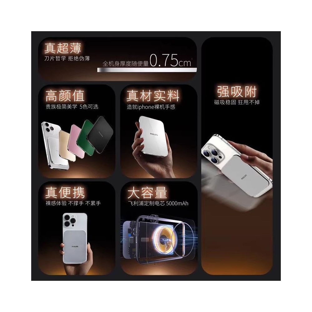 Philips Card Magnetic 2025 New Wireless Power Bank DLP9505 Wireless Magnetic Ultra Thin Mobile Power Bank image 2