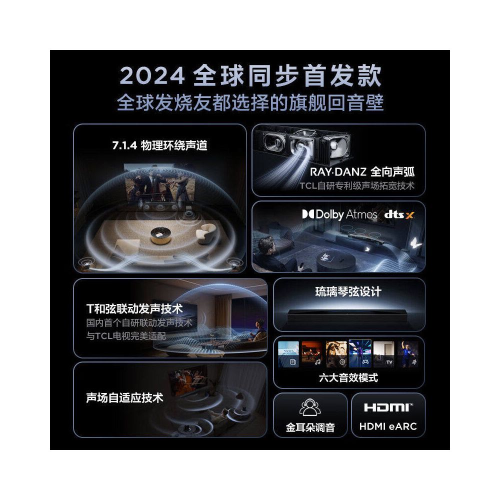 TCL Authentic Echo Wall Q85H Pro Dolby Atmos Home Theater Physical Surround Sound Echo Wall image 2