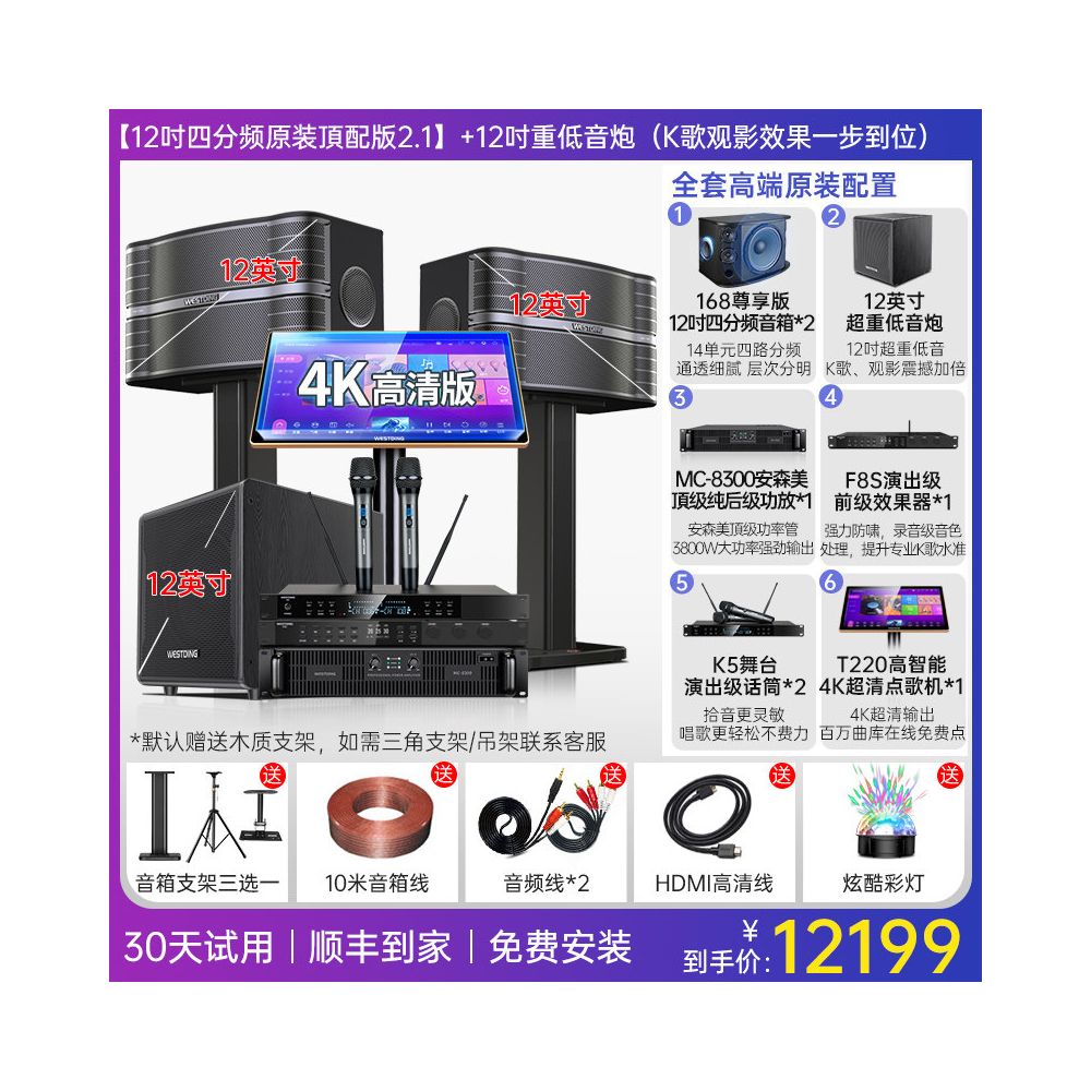 Westin Home KTV Sound System with Four Frequency Point Machine and Wall Mounted KTV Sound System