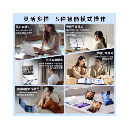 DERE Dual Screen Laptop 14 inch HD Foldable Tablet 2 in 1 Windows 11 System Intel New Handwritten Lightweight Notebook Stock Trading and Viewing PC image 5