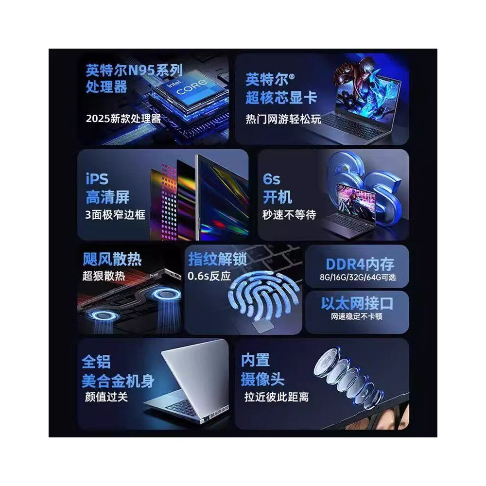 2026 New Core i9 Laptop 16 1 inch Lightweight Office Design Student Design Gaming Notebook image 2