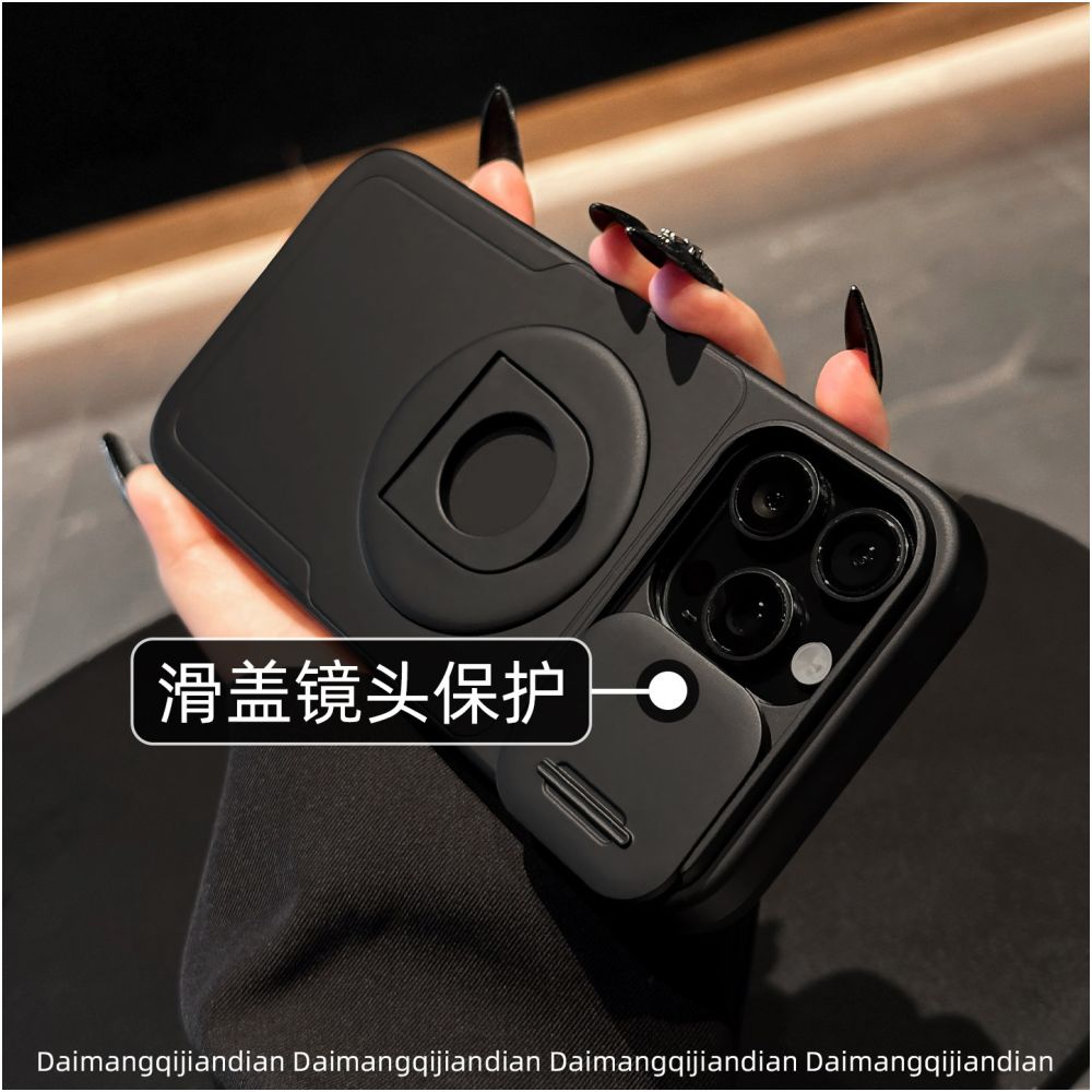 17 Suitable for Apple 16pro phone case new 15promax magnetic rotating bracket 14 2 in 1 13pm slide lens iPhone 12por all inclusive XSmax anti drop 8plus frosted SE image 2