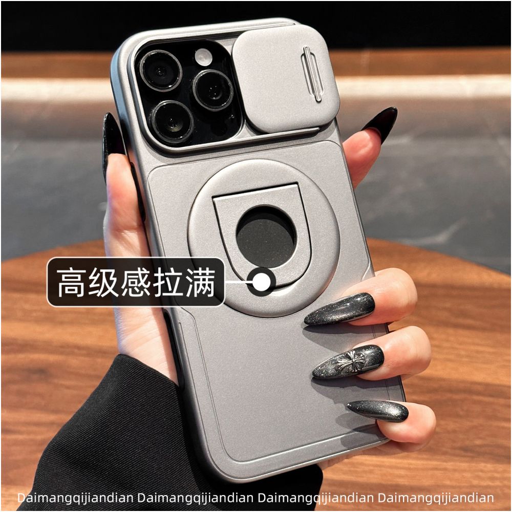 17 Suitable for Apple 16pro phone case new 15promax magnetic rotating bracket 14 2 in 1 13pm slide lens iPhone 12por all inclusive XSmax anti drop 8plus frosted SE