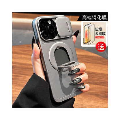17 Suitable for Apple 16pro phone case new 15promax magnetic rotating bracket 14 2 in 1 13pm slide lens iPhone 12por all inclusive XSmax anti drop 8plus frosted SE