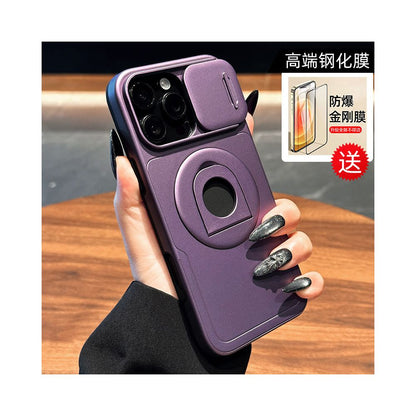 17 Suitable for Apple 16pro phone case new 15promax magnetic rotating bracket 14 2 in 1 13pm slide lens iPhone 12por all inclusive XSmax anti drop 8plus frosted SE