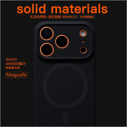 Ape Tide Premium Pure Black Magsafe Strong Magnetic Suitable for iPhone 17 Promax Phone Protective Case Liquid Silicone Apple 17 PRO Protective Cover Full Package Anti Drop Soft Edge 17 Simple Thicken image 0