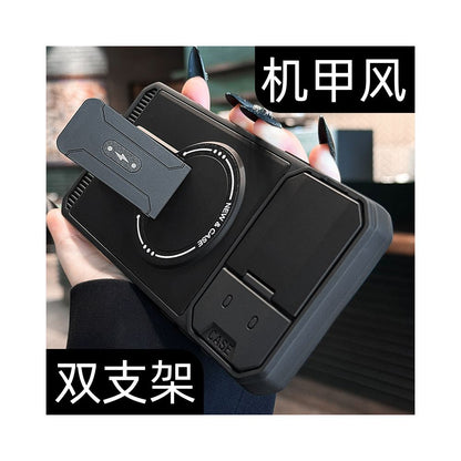 New Apple 17 Phone Case Black Mech iPhone 17 Promax Lens Protection 16Pro Magnetic Bracket 15 Anti Drop 14 Internet Celebrity 13 Trendy Brand 12 Men and Women 11 Advanced Air image 1
