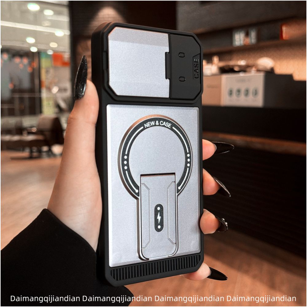 New Apple 17 Phone Case Black Mech iPhone 17 Promax Lens Protection 16Pro Magnetic Bracket 15 Anti Drop 14 Internet Celebrity 13 Trendy Brand 12 Men and Women 11 Advanced Air