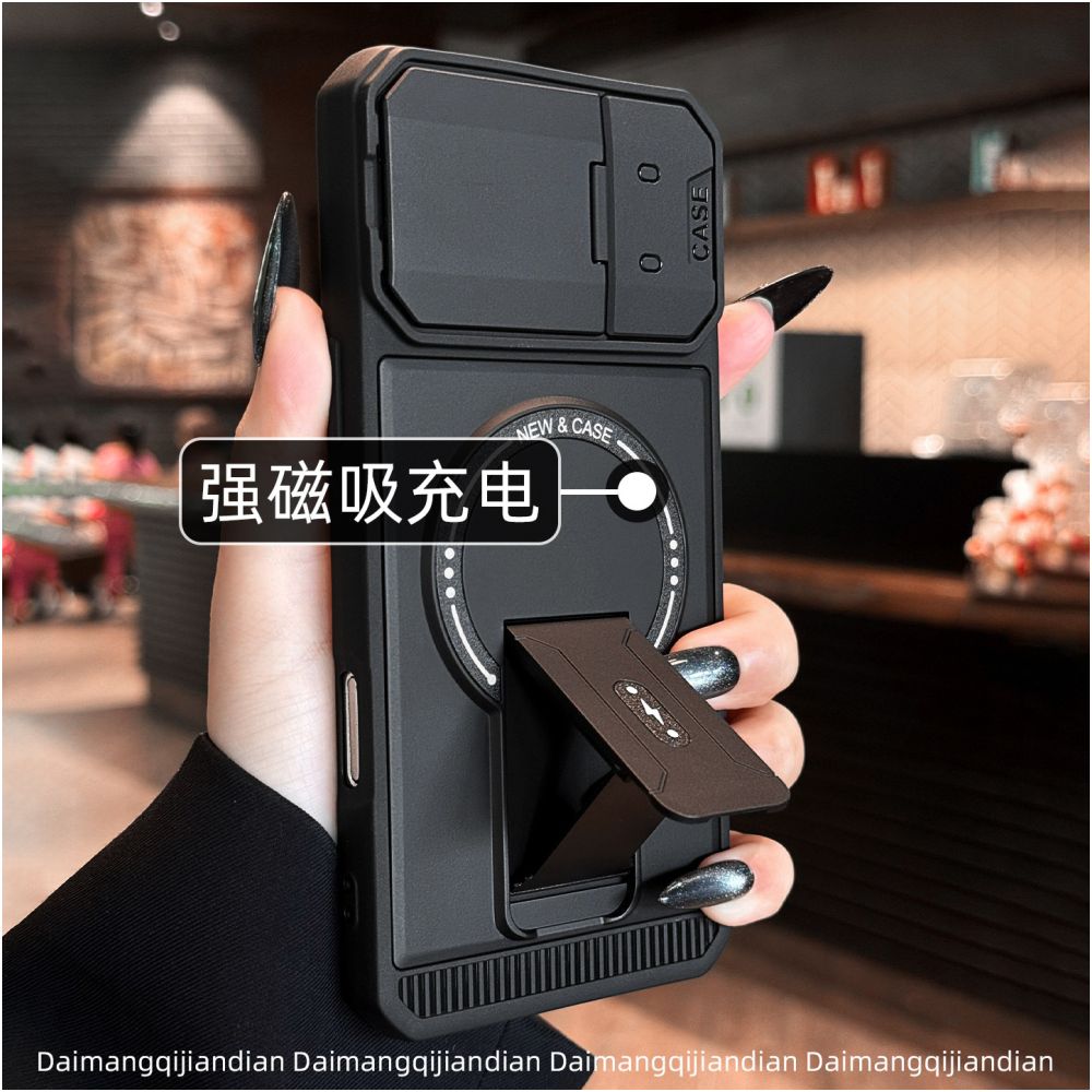 New Apple 17 Phone Case Black Mech iPhone 17 Promax Lens Protection 16Pro Magnetic Bracket 15 Anti Drop 14 Internet Celebrity 13 Trendy Brand 12 Men and Women 11 Advanced Air