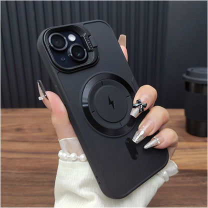 Suitable for iPhone 17 phone case iPhone 16 ProMax magnetic suction 15 charging 14 Plus invisible folding stand 13 PRO anti drop soft case 12 frosted silicone protective cover 11 fashionable and simpl image 3