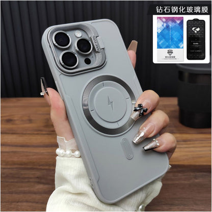 Suitable for iPhone 17 phone case iPhone 16 ProMax magnetic suction 15 charging 14 Plus invisible folding stand 13 PRO anti drop soft case 12 frosted silicone protective cover 11 fashionable and simple A43