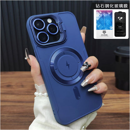 Suitable for iPhone 17 phone case iPhone 16 ProMax magnetic suction 15 charging 14 Plus invisible folding stand 13 PRO anti drop soft case 12 frosted silicone protective cover 11 fashionable and simple A43