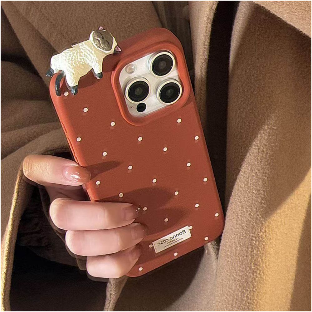 Cute 3D Pussy Cat Case for iPhone 16 Pro Max 11 12 13 14 15 17 Polka Dot Soft Cover