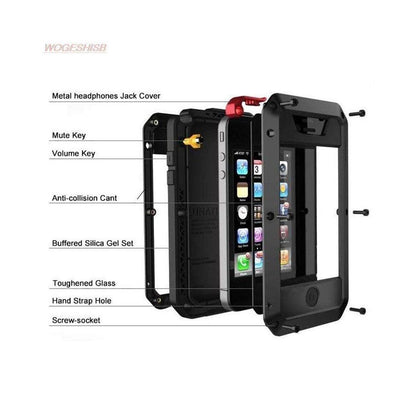 Shockproof Armor Metal Aluminum Phone Case for iPhone 16 15 14 13 12 Pro MAX Apple Metal Triple Protection Phone Case image 2