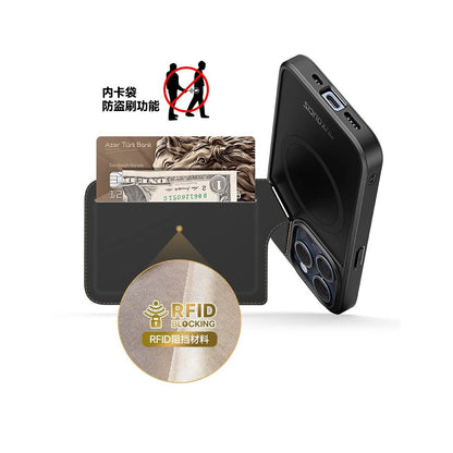 DUXDUCIS is suitable for Apple iPhone 16 15 Pro Max phone case 14 13 plus leather pattern protective cover holder card bag multifunctional Magsafe magnetic suction charging oil resistant and fingerpri image 4