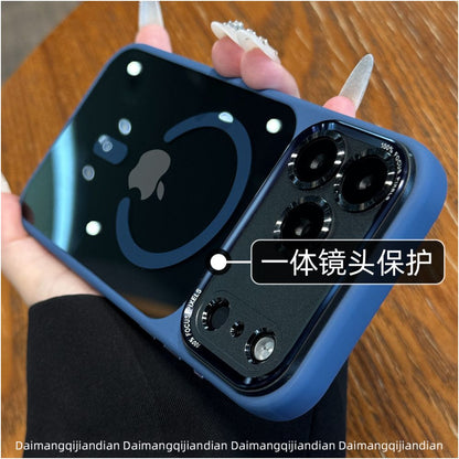 High end metal lens new 17 phone case suitable for iPhone 17 Pro new 16 Promax transparent magnetic suction Apple 15p all inclusive anti fall 14 plus couple 13 women 12 deep blue 11 image 3