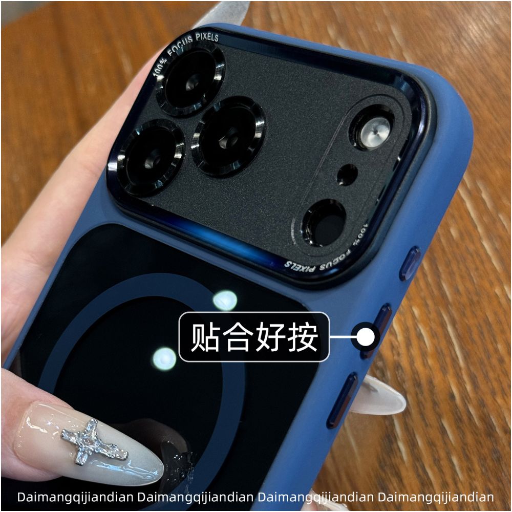 High end metal lens new 17 phone case suitable for iPhone 17 Pro new 16 Promax transparent magnetic suction Apple 15p all inclusive anti fall 14 plus couple 13 women 12 deep blue 11 image 5