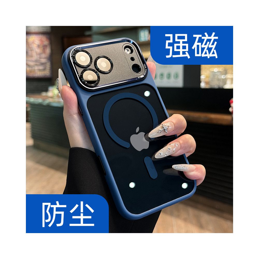 High end metal lens new 17 phone case suitable for iPhone 17 Pro new 16 Promax transparent magnetic suction Apple 15p all inclusive anti fall 14 plus couple 13 women 12 deep blue 11 image 0