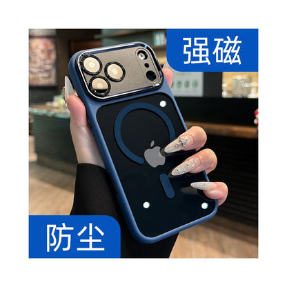 High end metal lens new 17 phone case suitable for iPhone 17 Pro new 16 Promax transparent magnetic suction Apple 15p all inclusive anti fall 14 plus couple 13 women 12 deep blue 11 image 0