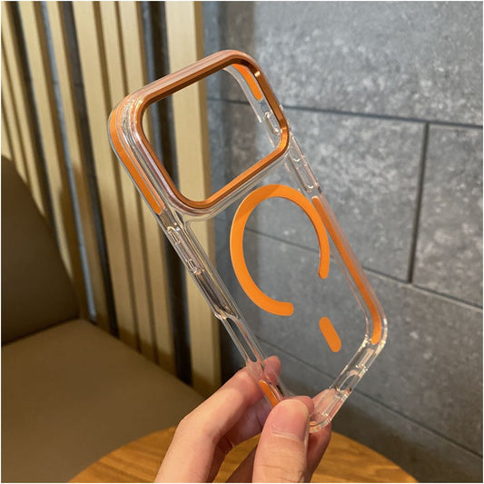 New feature anti collision strip border suitable for Apple 17promax magnetic phone case iPhone 17pro Star Universe Orange 17 anti drop protective case 16promax transparent 15pro high end feel 14pm