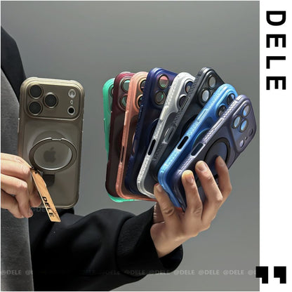 Deli is suitable for iPhone 17 16 Pro phone protective case titanium gray Michelin stand Apple 17 Promax with built in lens film four corner anti drop 15 new internet celebrities 14 high end soft edge image 5
