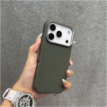 Deli is suitable for Apple 17 phone case gray diamond leather iPhone 17 Promax with magnetic suction new 16pro anti drop 15 metal frame 14 high end 13 protective cover 17air